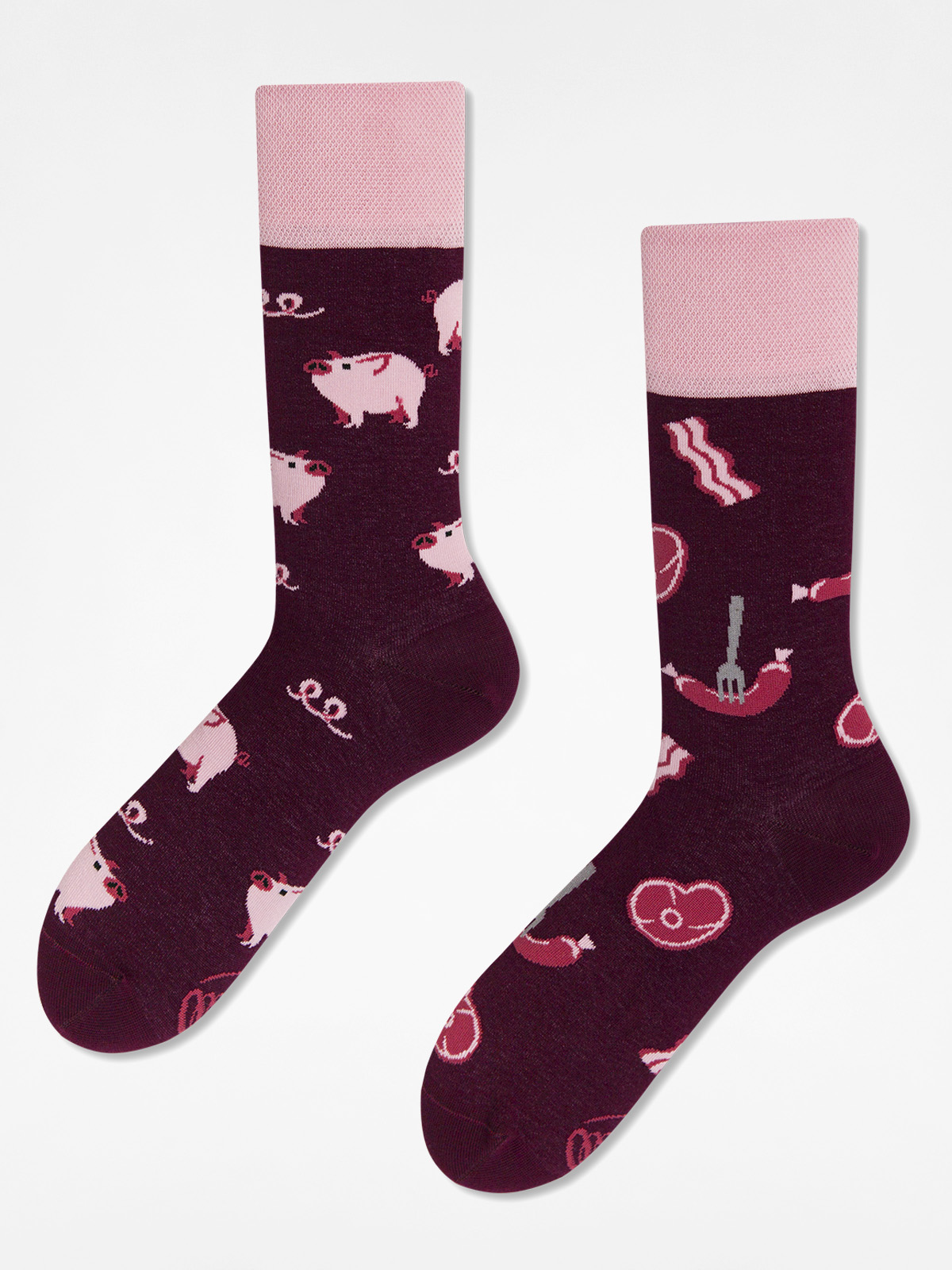 Many Mornings Socks Piggy Tales (burgundy/pink)