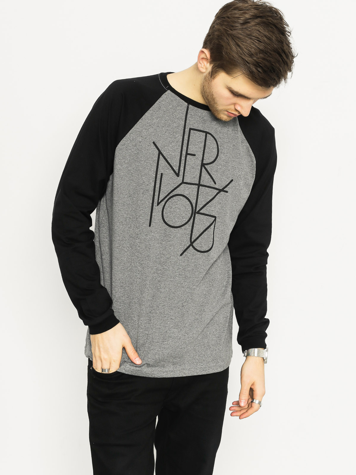 Nervous Longsleeve Lines (grey/black)