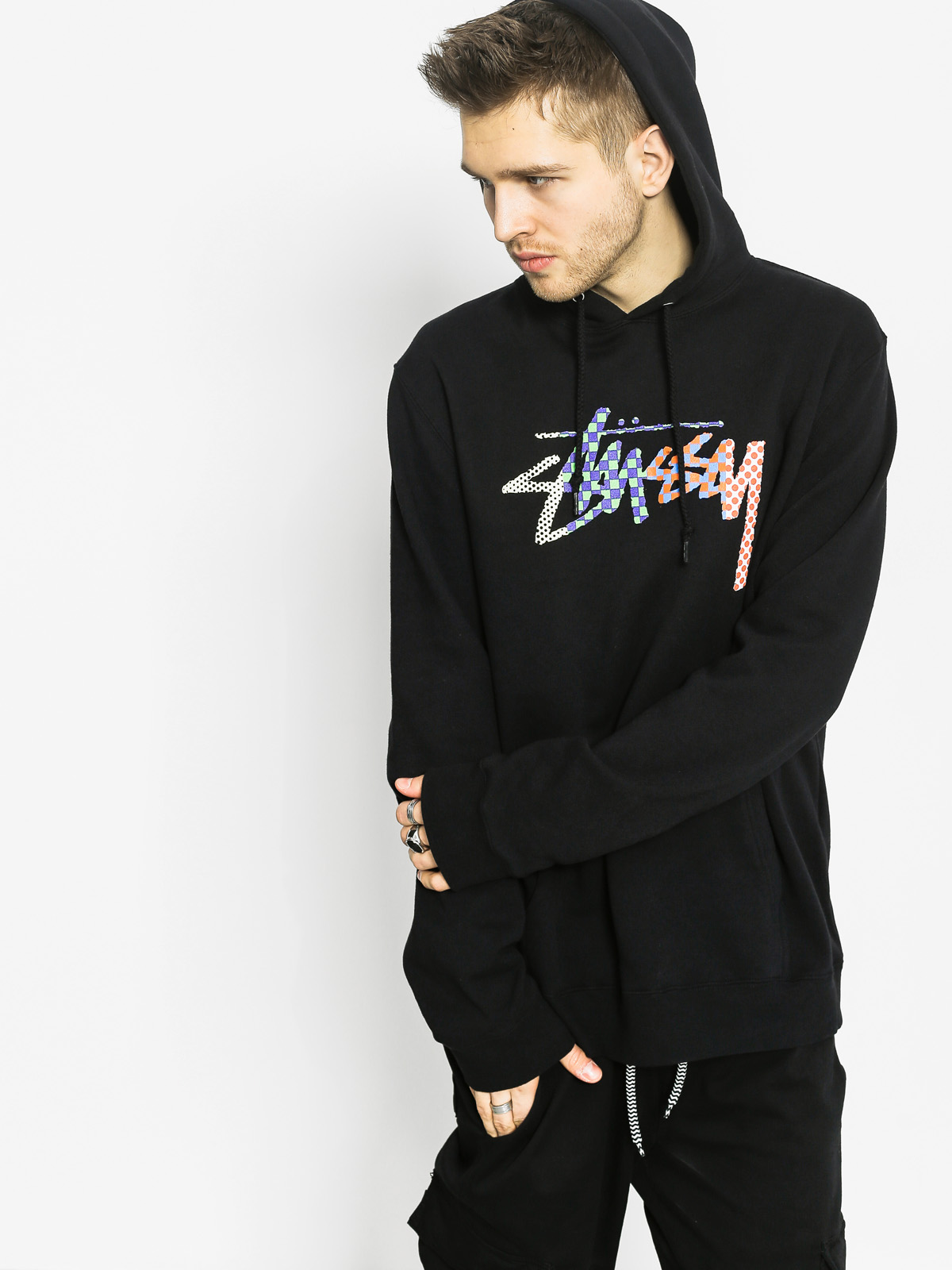 stussy checkered hoodie