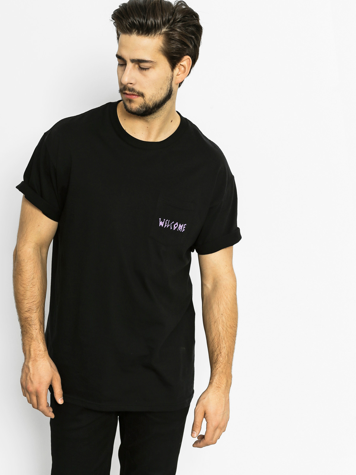 Welcome T-shirt Symbol Pocket (black/purple)