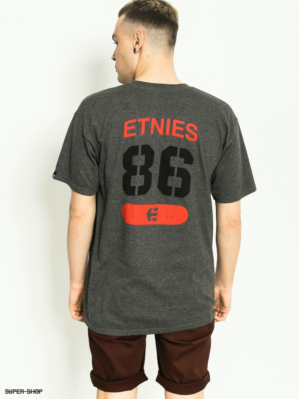 Etnies 86 Team T-Shirt in Charcoal Grey Heather & White 4130003346 