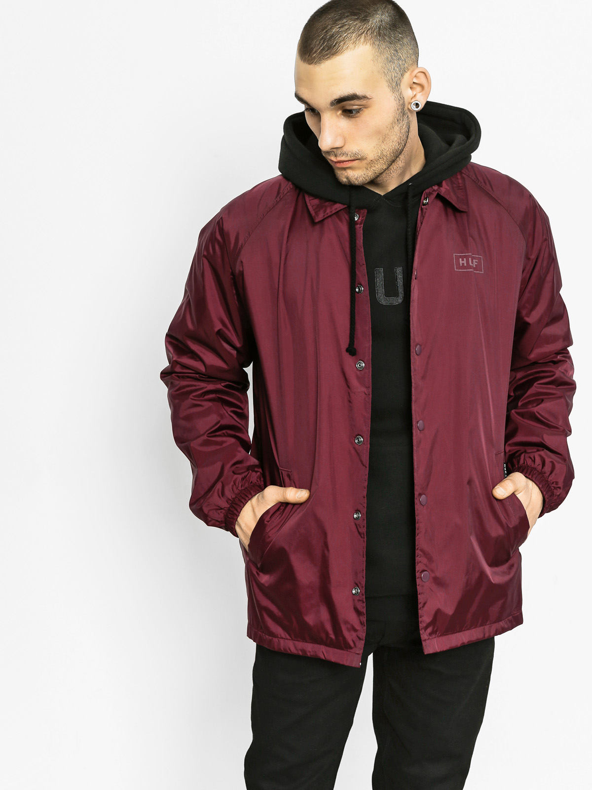 burgundy windbreaker mens