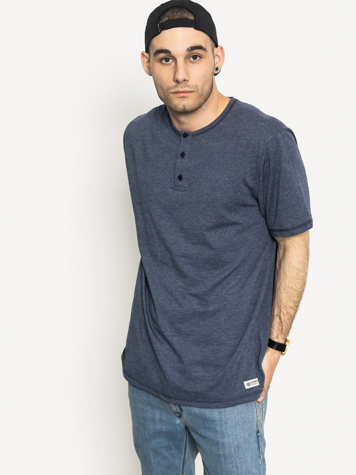 Element T-Shirt Basic Henley (midnight blue heather)