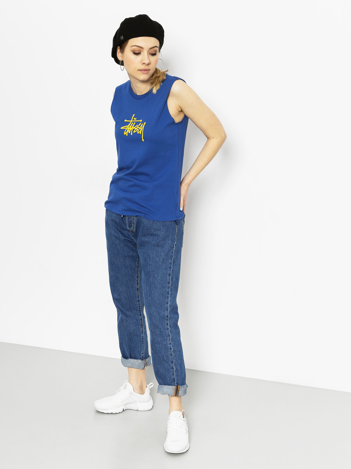 Stussy T-Shirt Basic Raw Edge Muscle Wmn (blue)