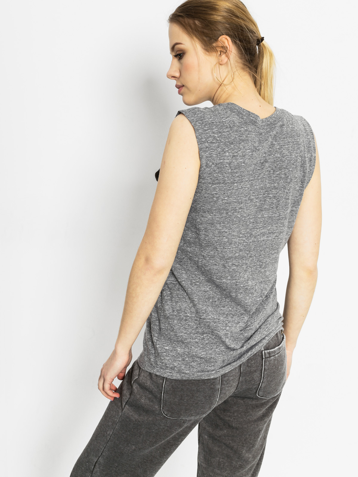 Stussy Tank top Basic Raw Edge Muscle Wmn (grey heather)