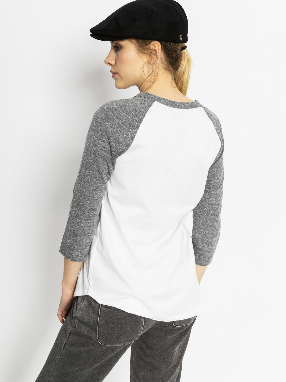 Stussy T-shirt Basic Raglan Wmn - grey (white/grey heather)