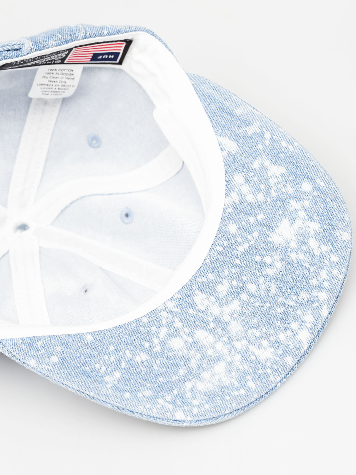 HUF Cap Bleached Denim Crest 6 Panel ZD (overbleached splatter)