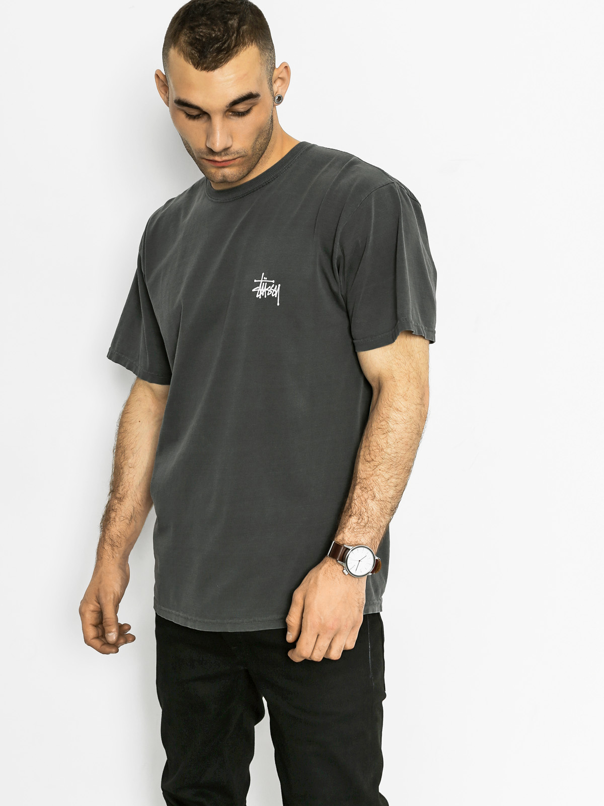 Stussy T-shirt Fire Dragon Pig Dyed (black)