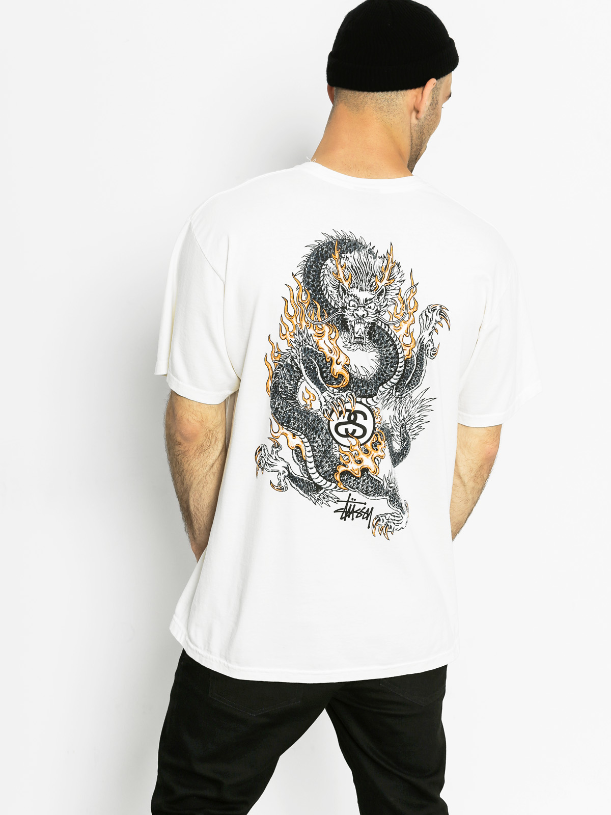 Stussy T-shirt Fire Dragon Pig Dyed - white (natural)