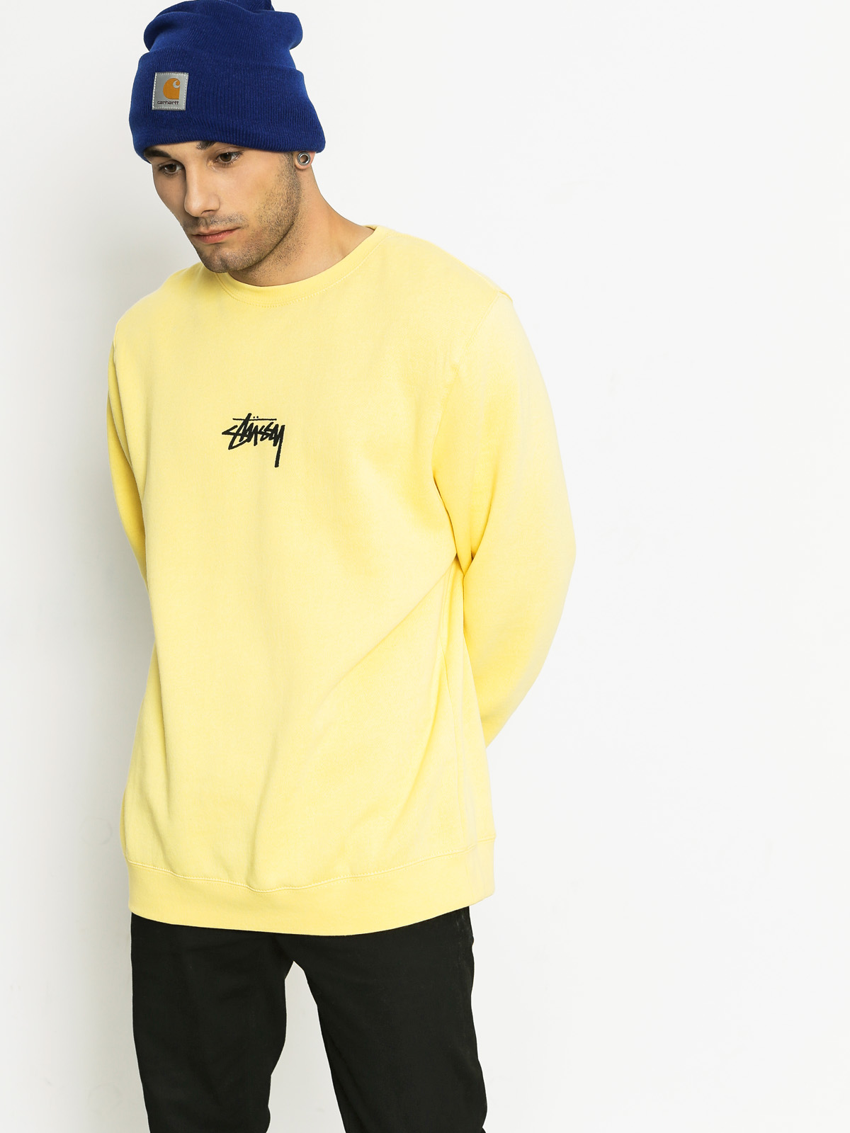 pale yellow crew neck sweatshirt