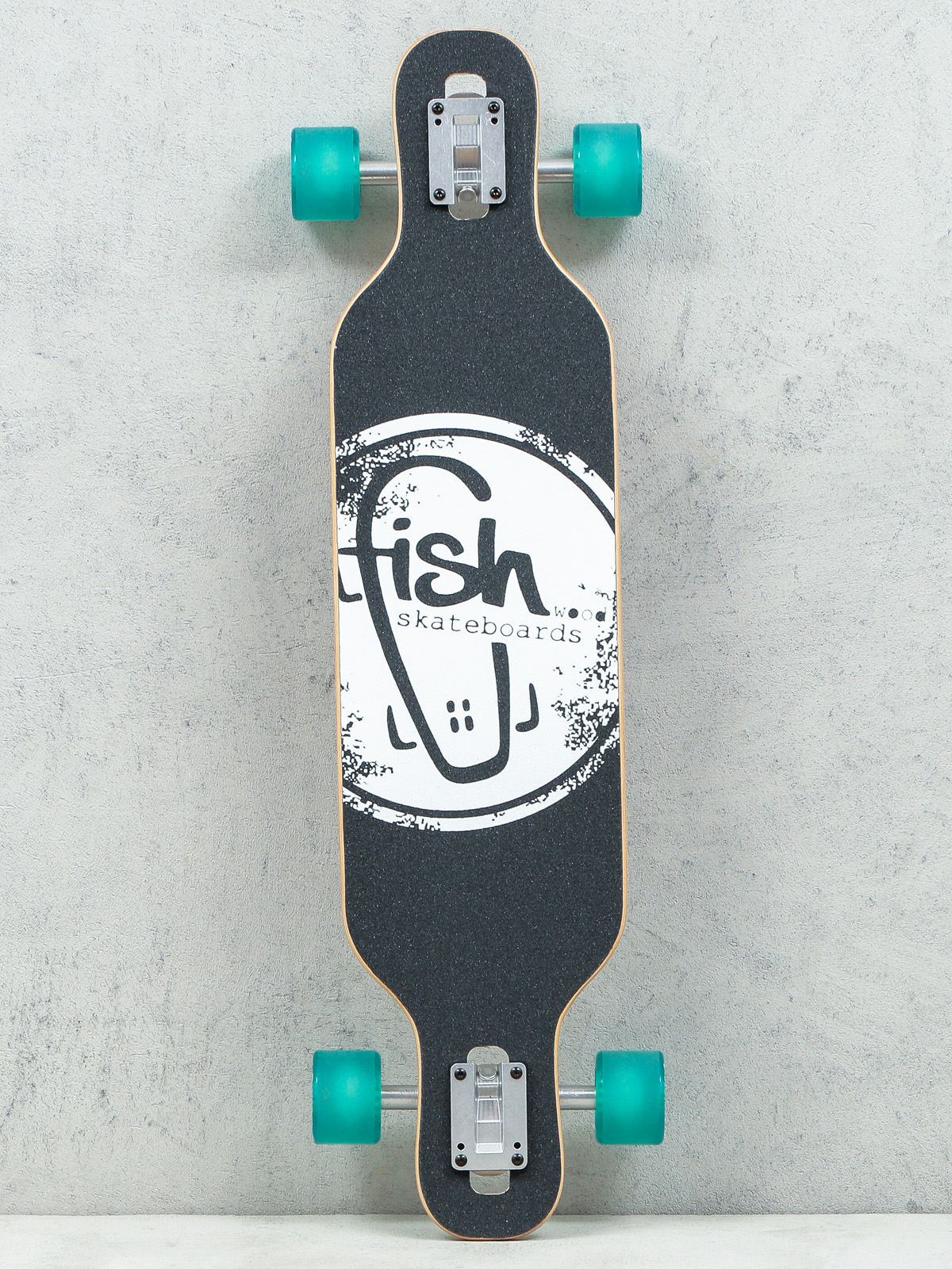 Fish Skateboards Longboard Drumfish (silver/green transparent)