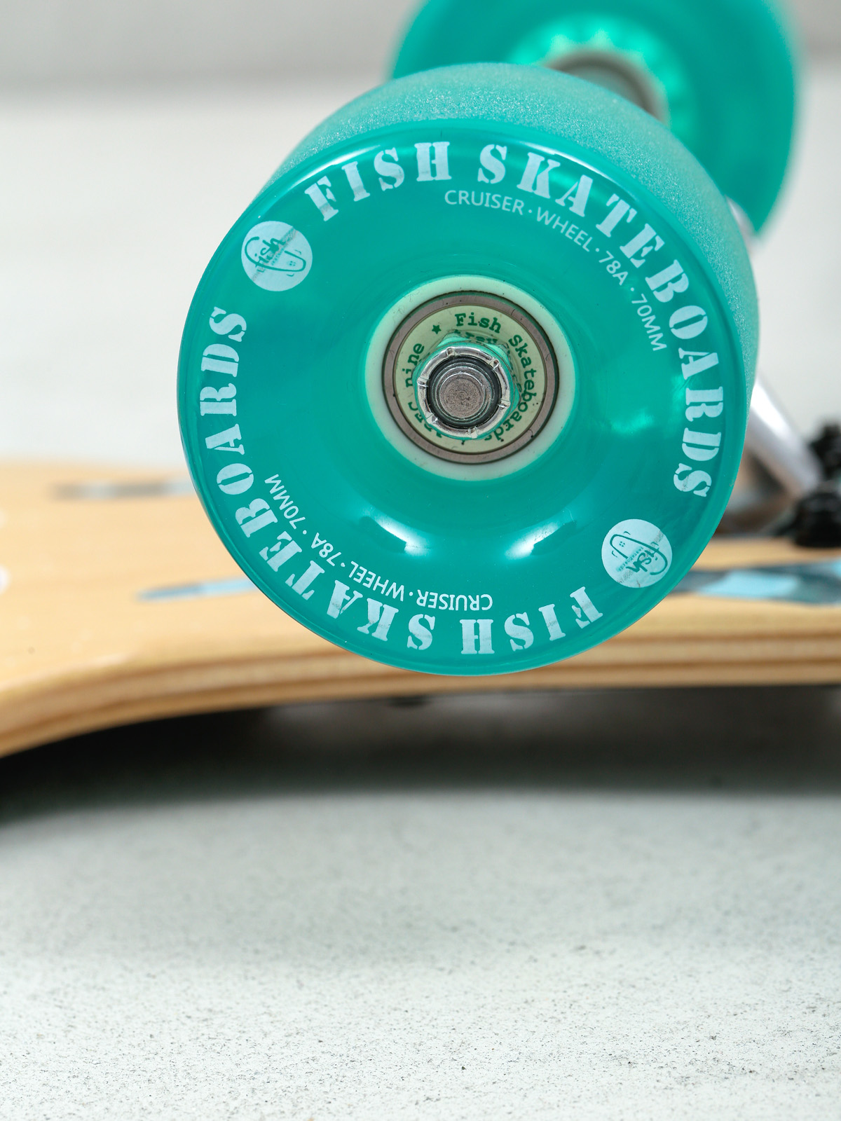 Fish Skateboards Longboard Drumfish (silver/green transparent)