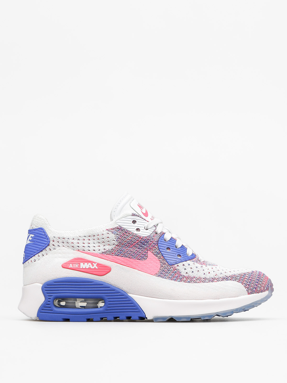Nike Air Max 90 Shoes Wmn (Ultra 2.0 Flyknit white/racer pink medium blue)