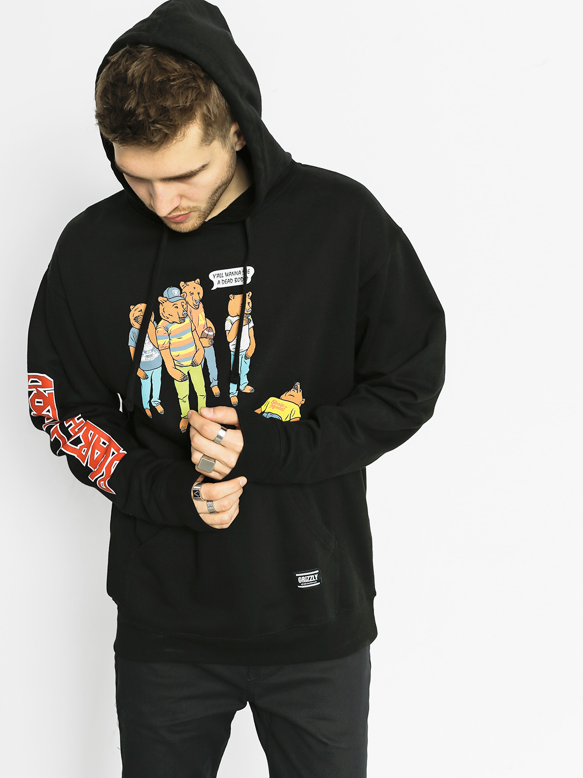 Grizzly Griptape Hoodie Skate Mental Bearz N The Hood HD (black)