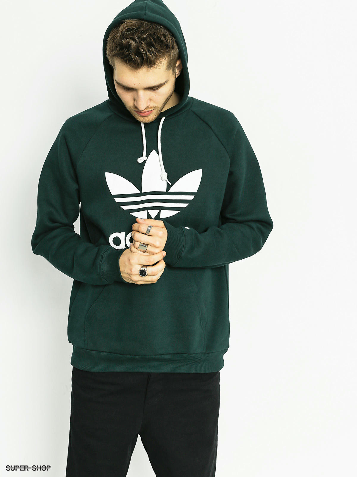 adidas trefoil hoodie green night