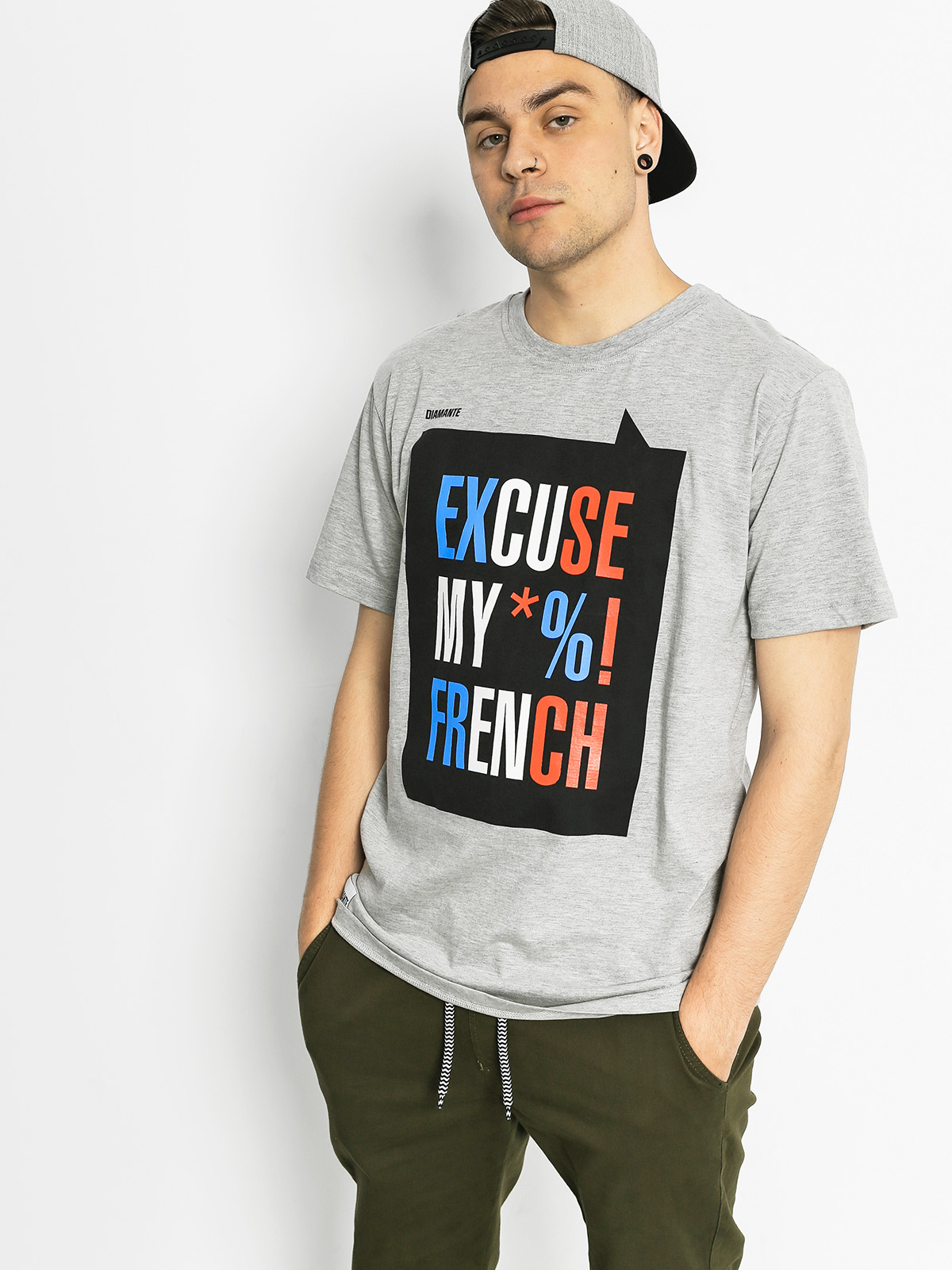 Diamante Wear T-shirt Excuse My French (grey)