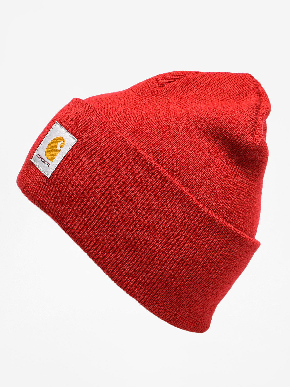 bright red carhartt beanie