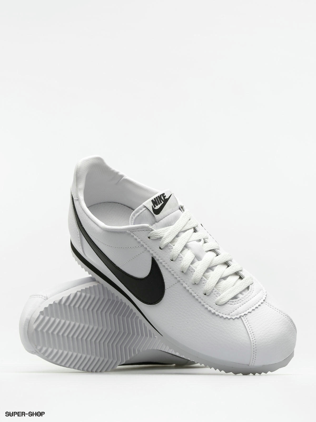 Nike white and black shop classic cortez leather trainers