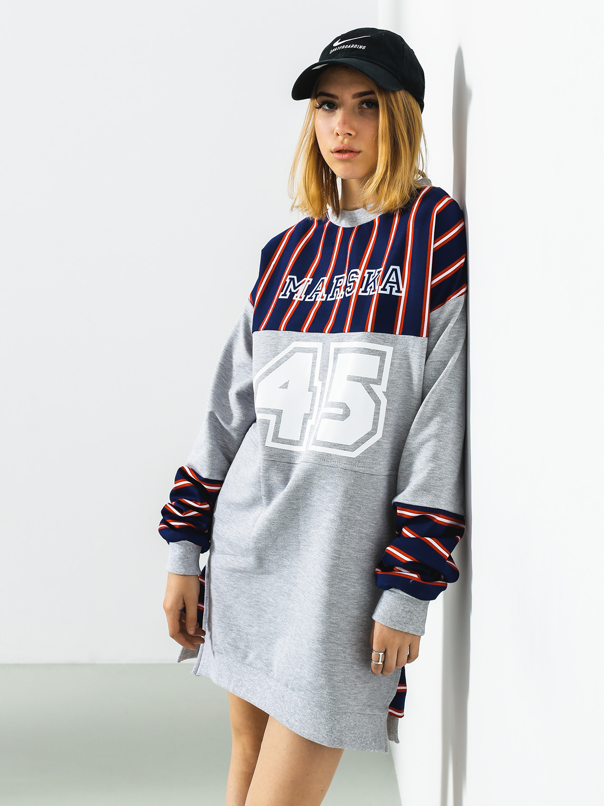 grey navy sweatshirt