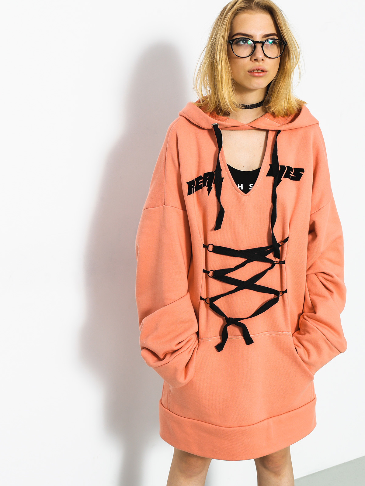 Marska Hoodie Oversized Real Lies HD Wmn (peach)