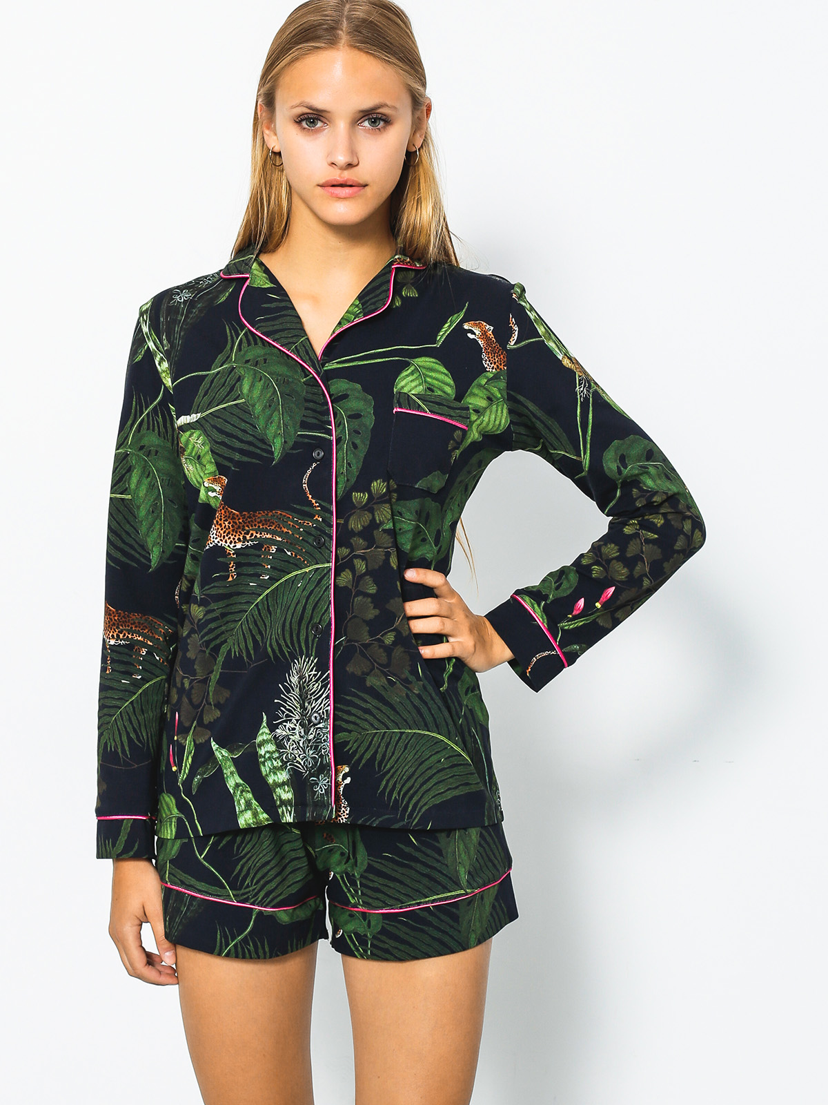 Yeah Bunny Hemd Jungle LS Wmn (black/green)