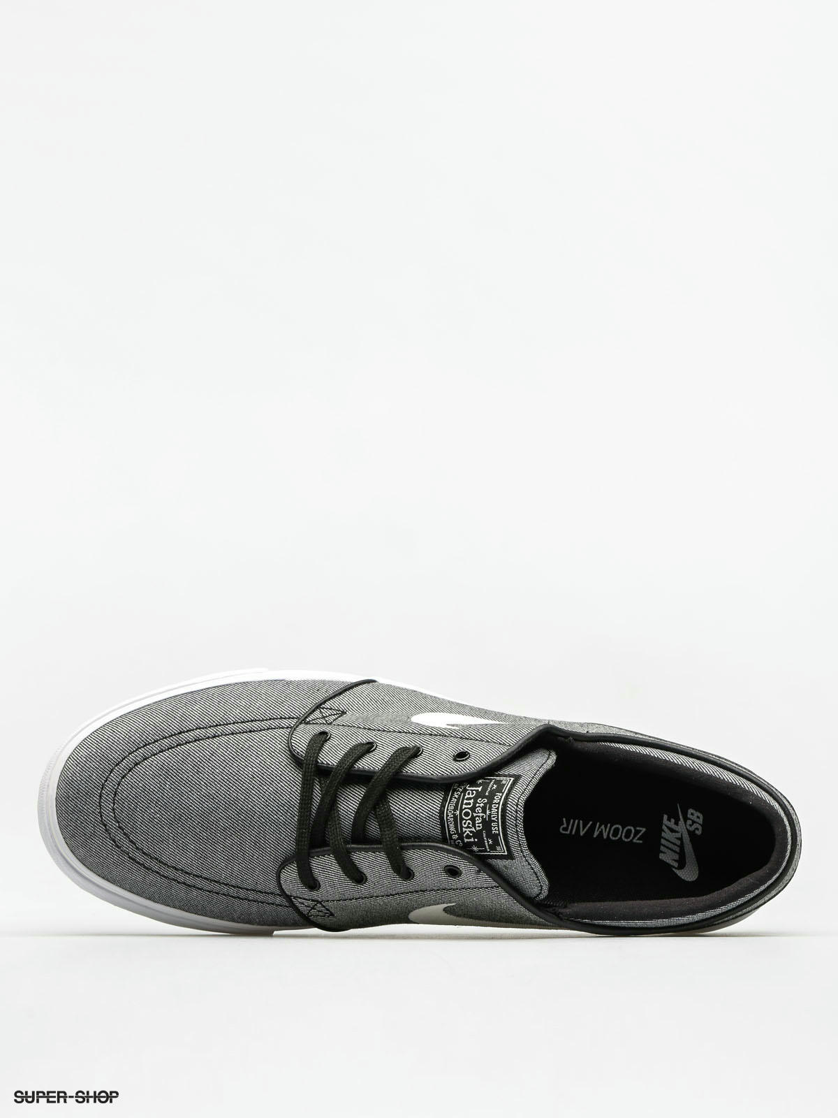 nike sb zoom stefan janoski canvas black & white shoes