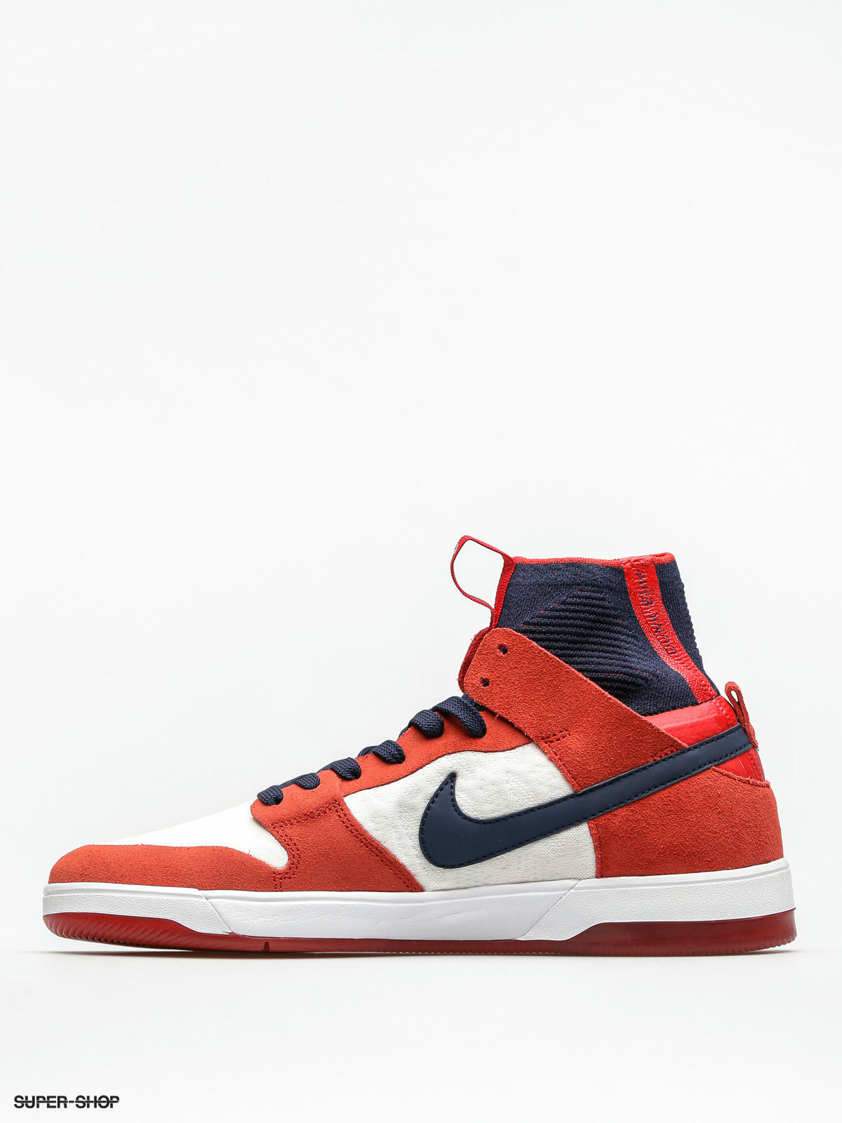 nike sb dunk high elite red navy white