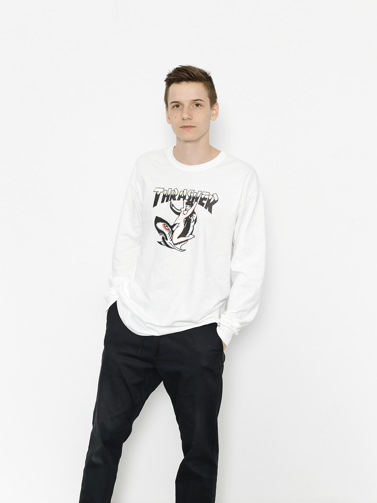 thrasher long sleeve white