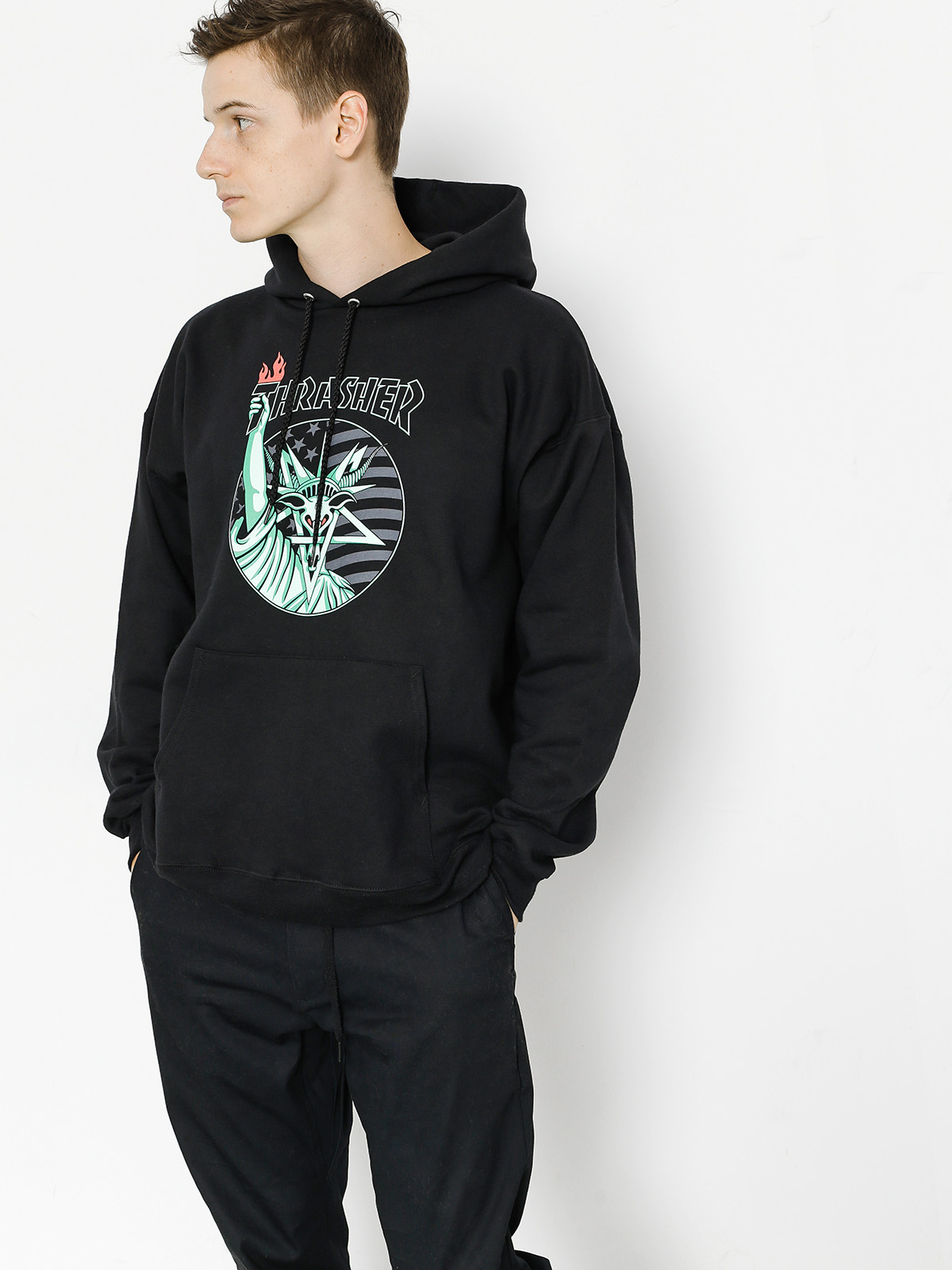 thrasher liberty goat black hoodie