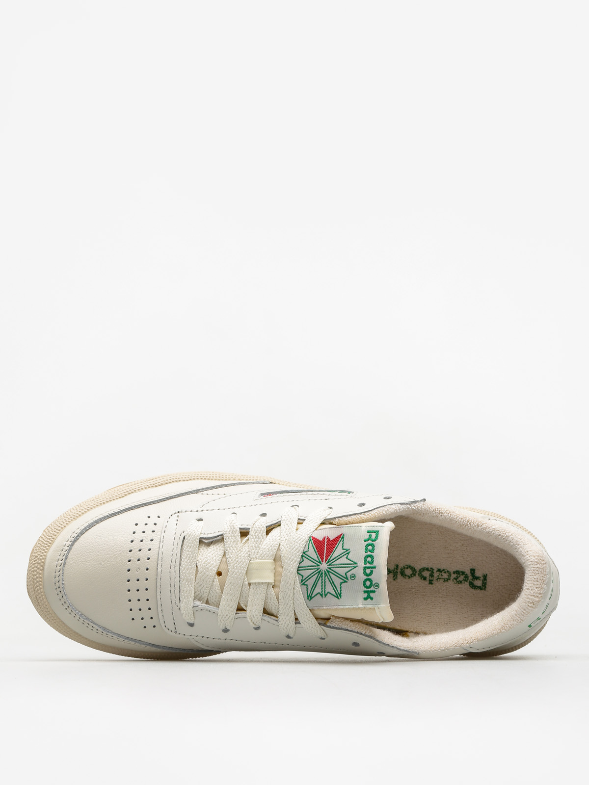 reebok classic club c vintage trainers in chalk with green