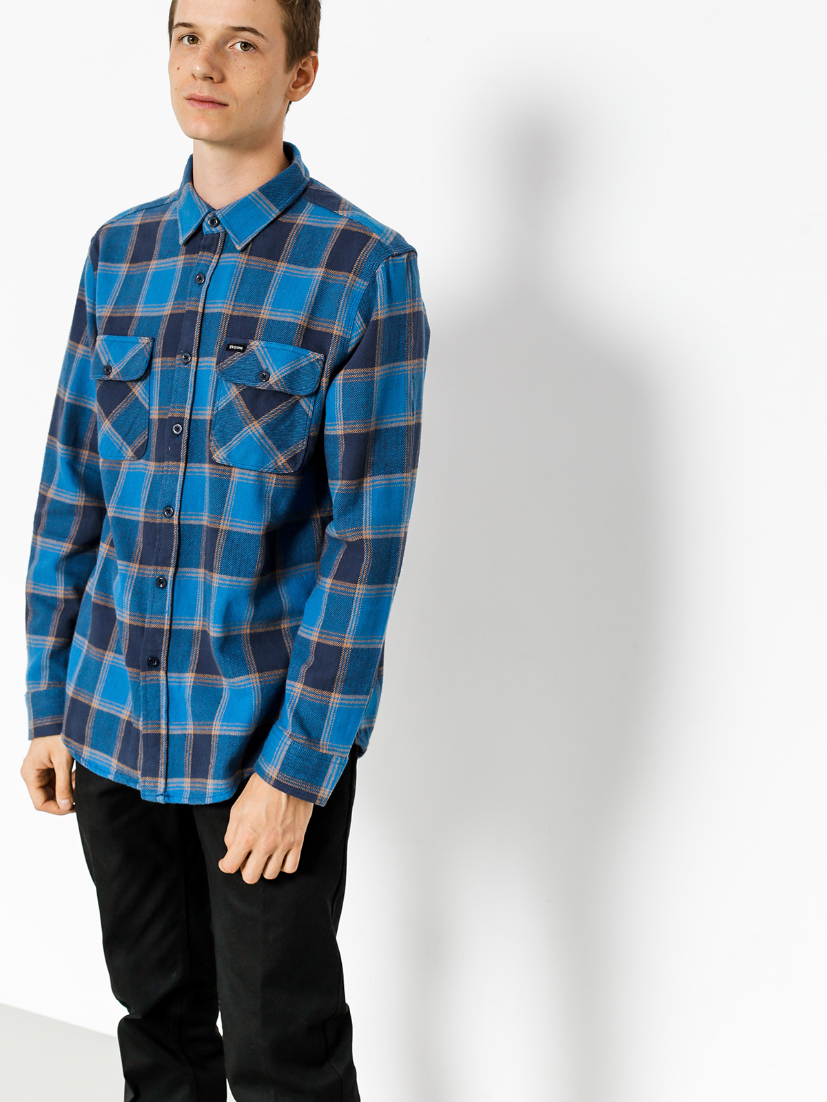 Brixton Shirt Bowery Flannel Ls (blue/navy)