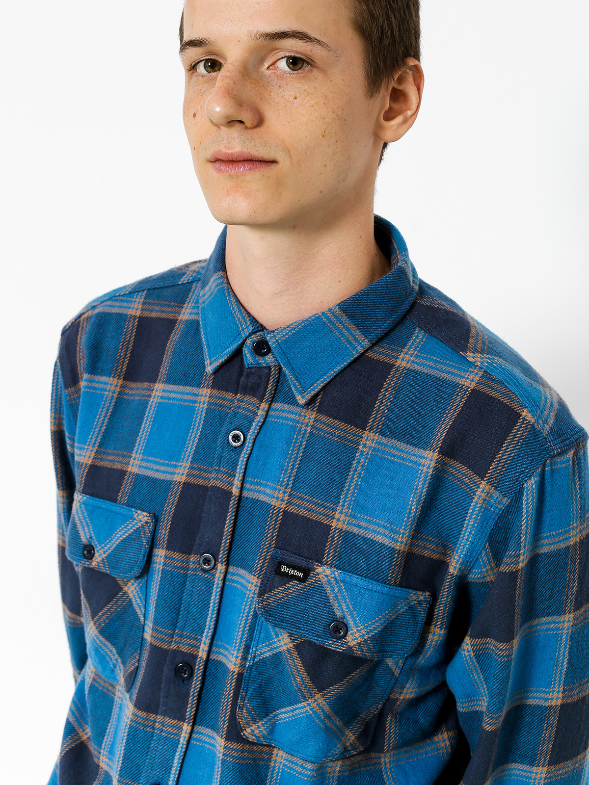Brixton Shirt Bowery Flannel Ls (blue/navy)