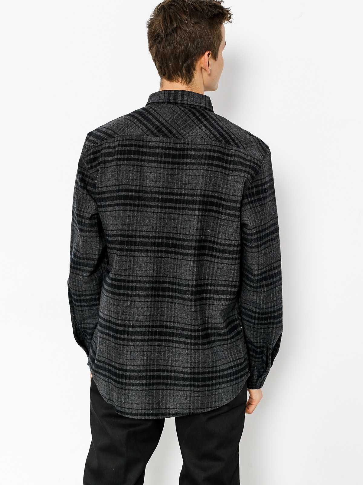 Brixton Shirt Bowery Flannel Ls (black/heather charcoal)