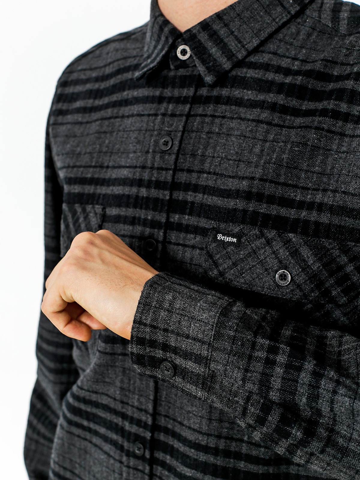 Brixton Shirt Bowery Flannel Ls (black/heather charcoal)