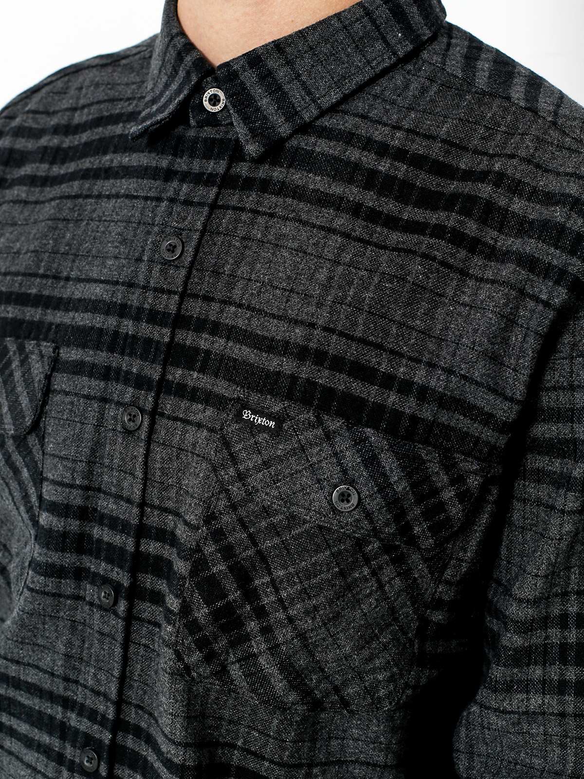 Brixton Shirt Bowery Flannel Ls (black/heather charcoal)