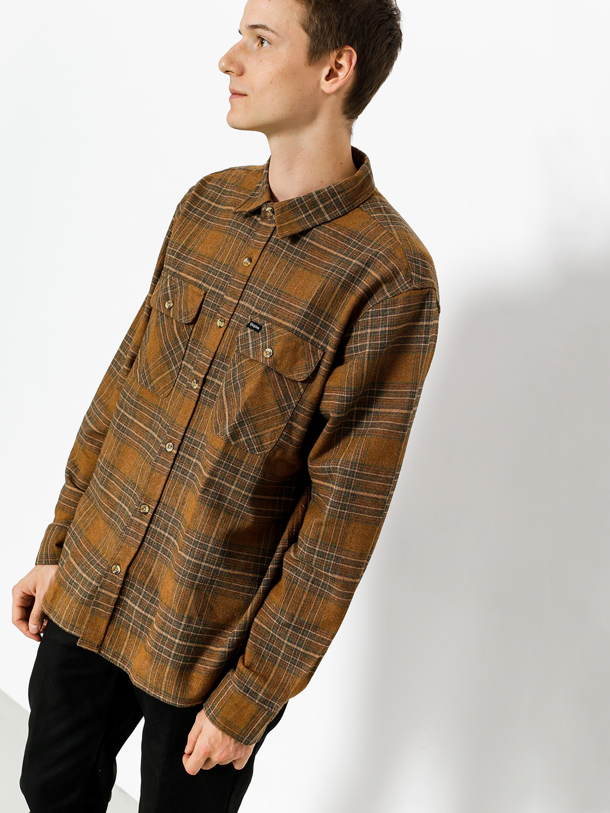 Brixton Shirt Archie Flannel Ls (copper/shale brown)