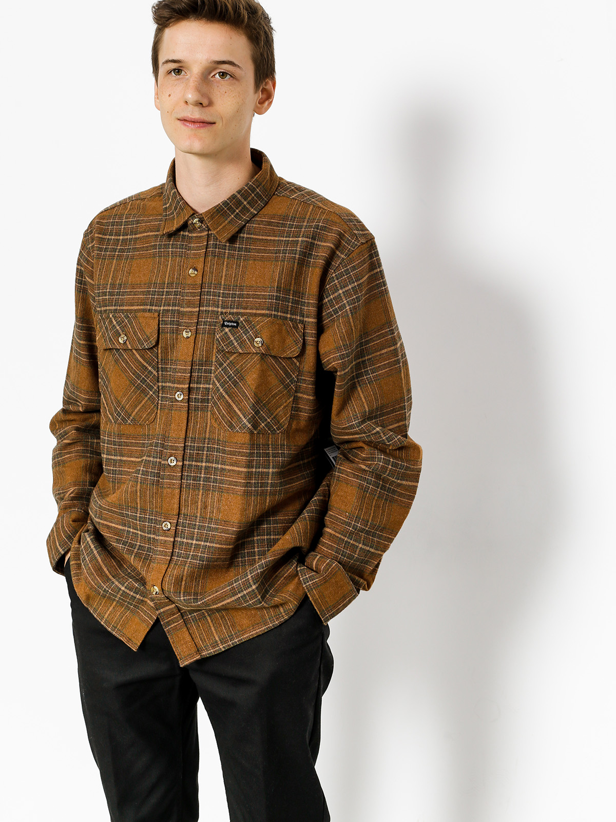 Brixton Shirt Archie Flannel Ls (copper/shale brown)