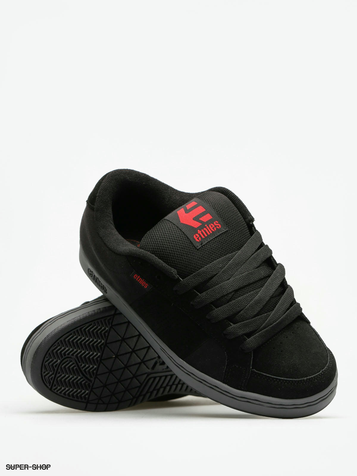 ETNIES Kingpin Black Red Skate Shoes Kids Size US 12 EUR 30