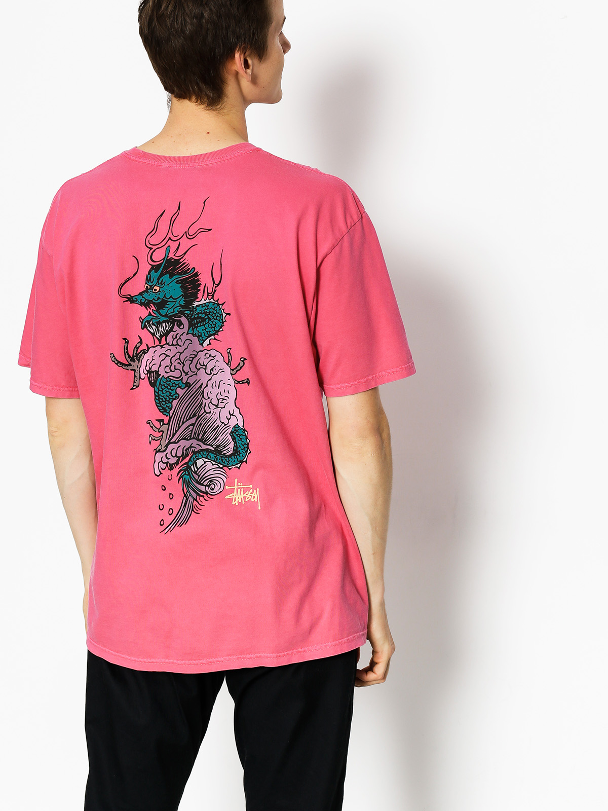 Stussy T-shirt Wave Dragon Pig Dyed (rose)