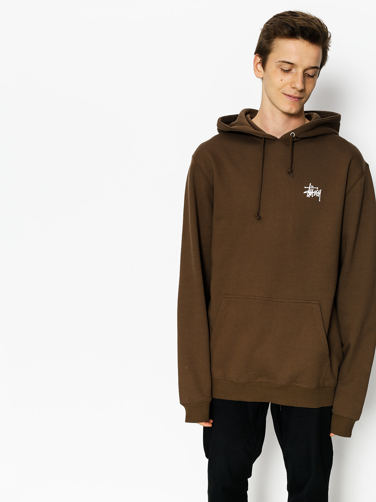 Hoodie Stussy Basic HD - brown (chocolate)