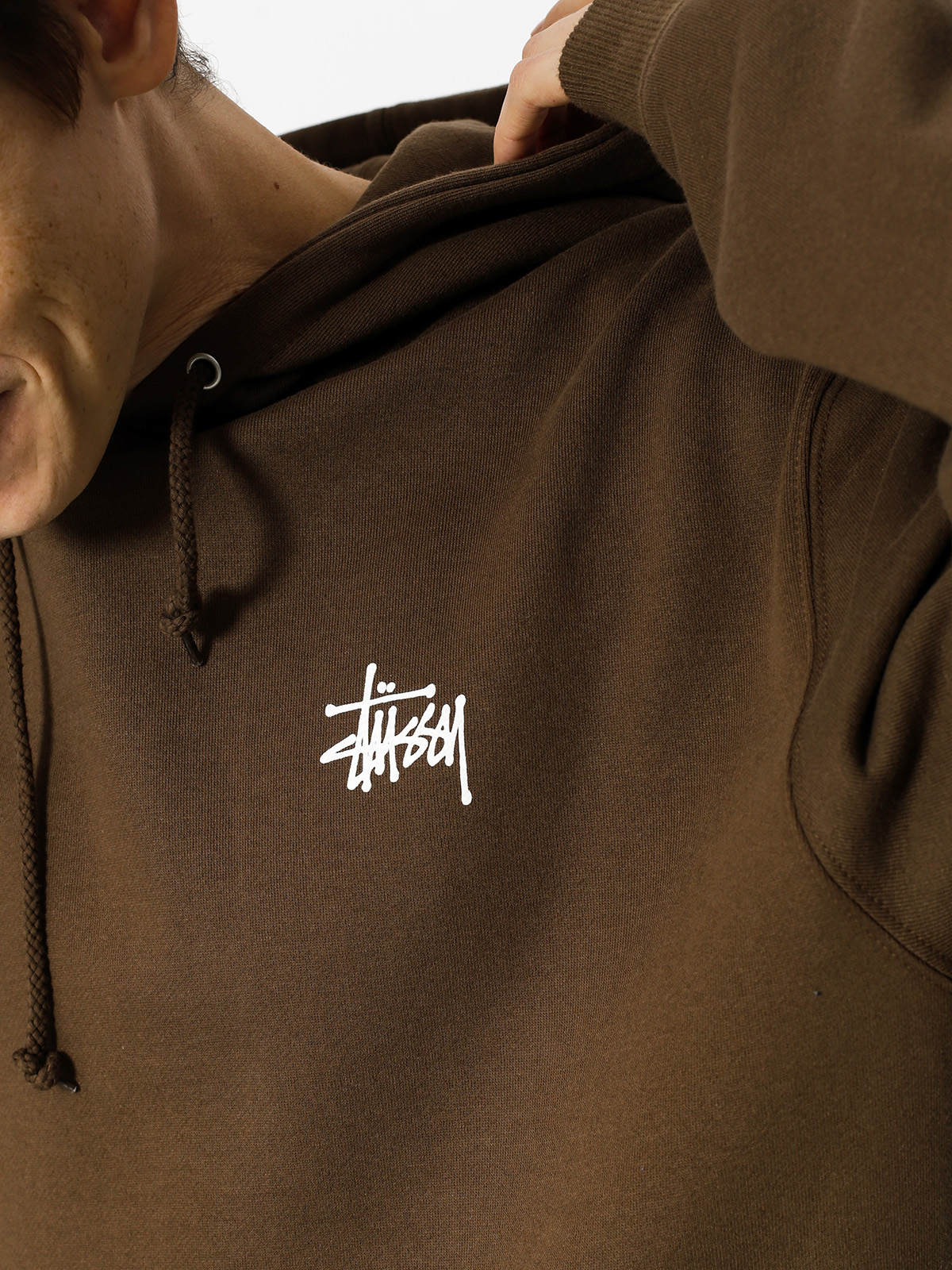 Hoodie Stussy Basic HD - brown (chocolate)