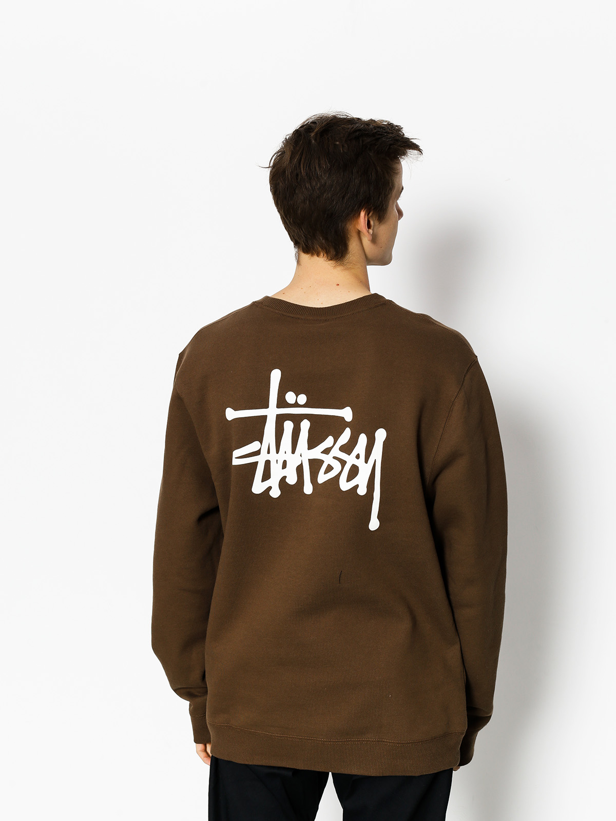 Sweatshirt Stussy Basic Crew - brown (chocolate)