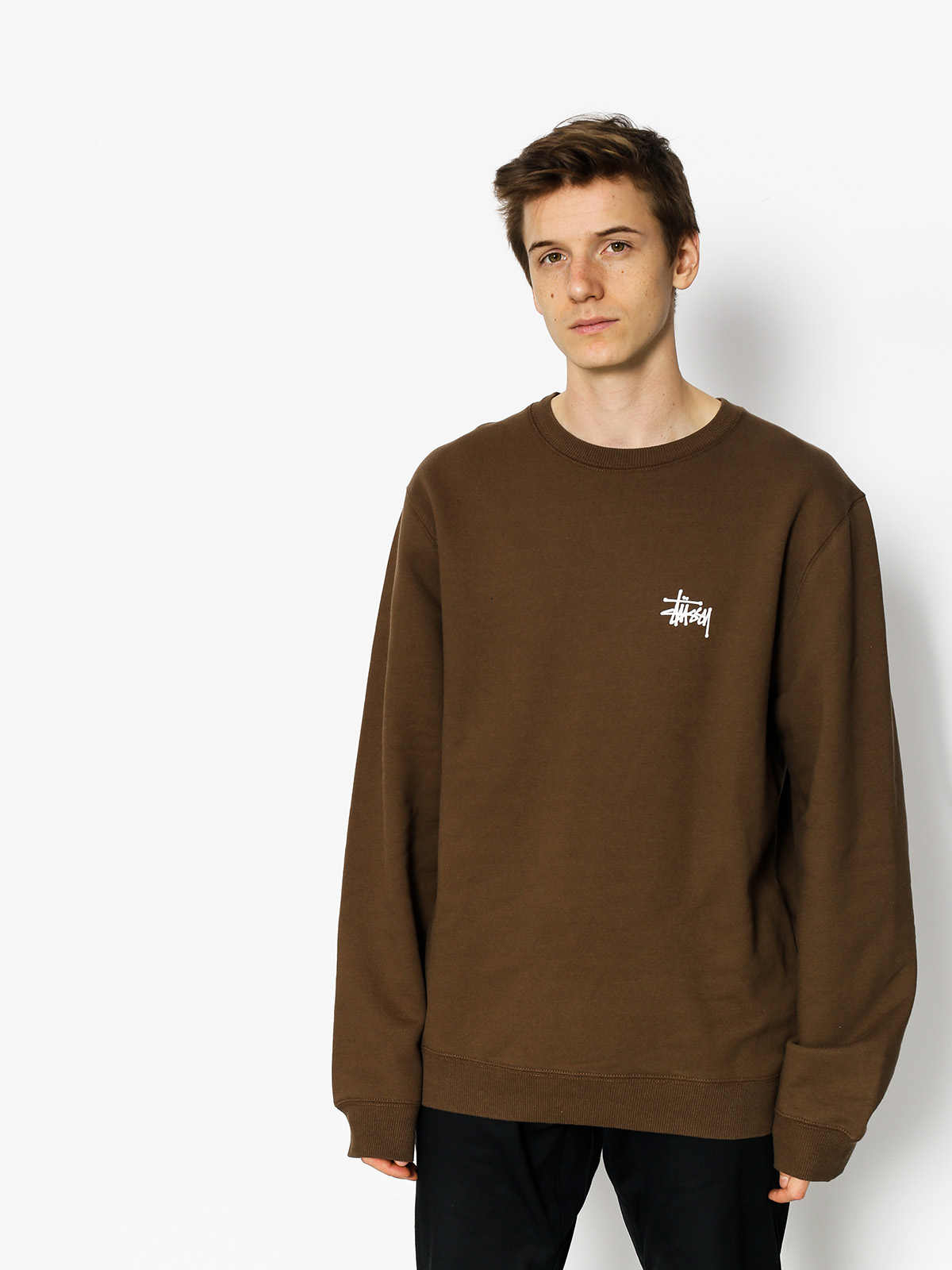 stussy brown crewneck