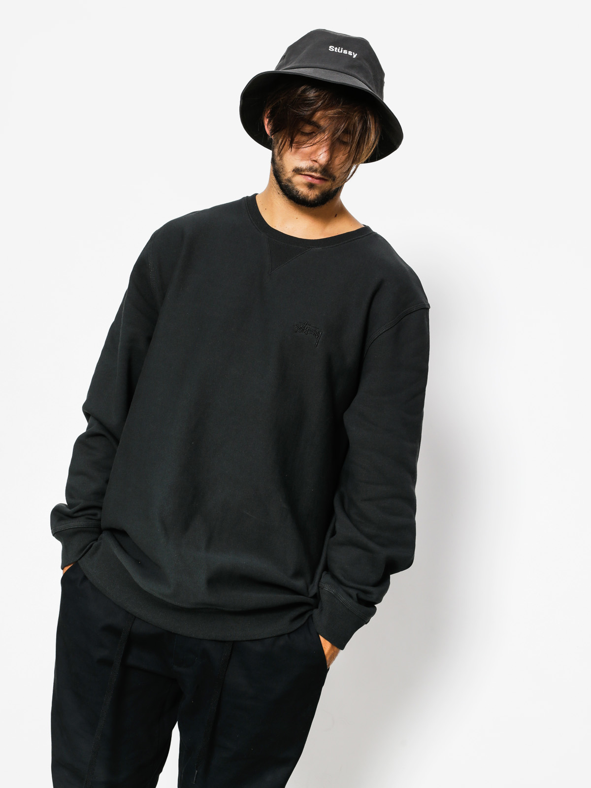 Stussy Sweatshirt Stock Logo Crew - black (black)