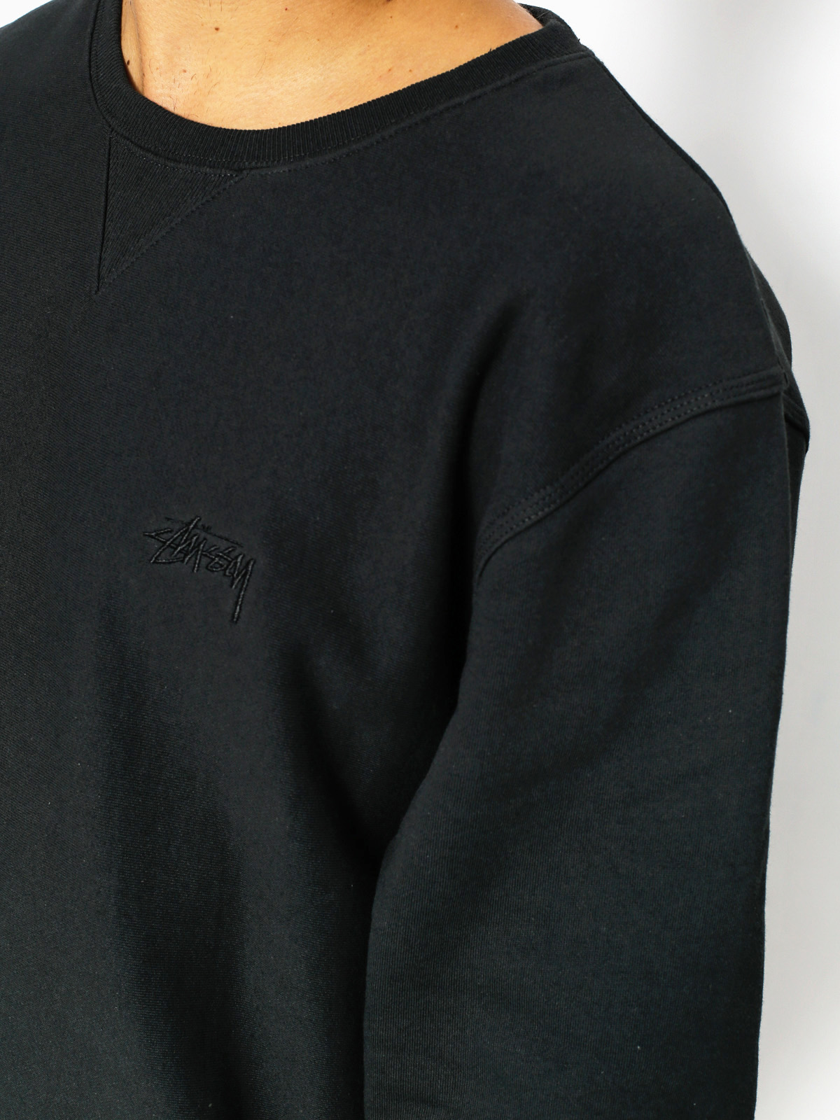トップス OVERDYED STOCK LOGO CREW BLACK L Stussy Sweatshirt Stock Logo Crew - black (black)