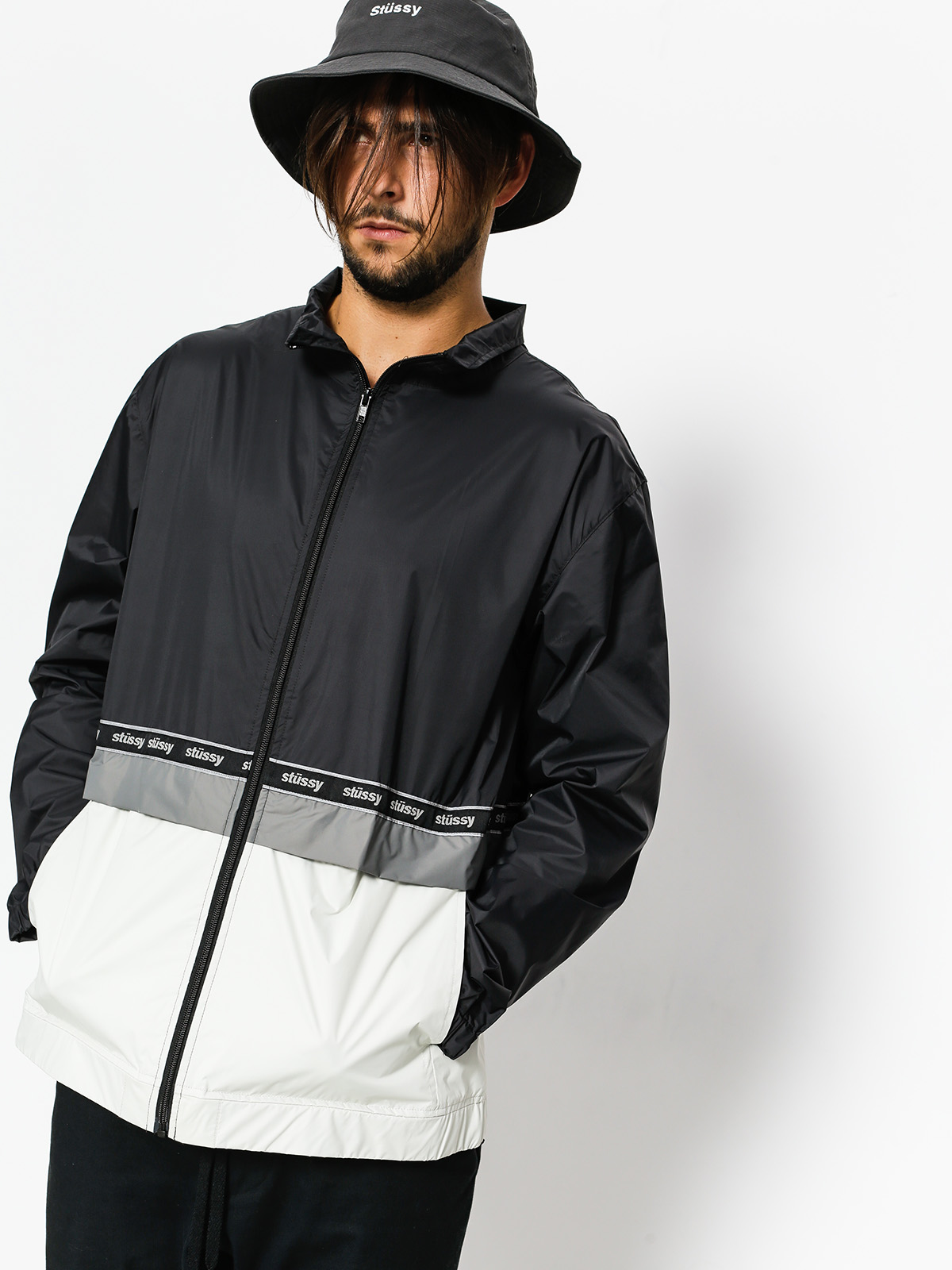 Stussy Jacke Nylon Warm Up Jacket (black)