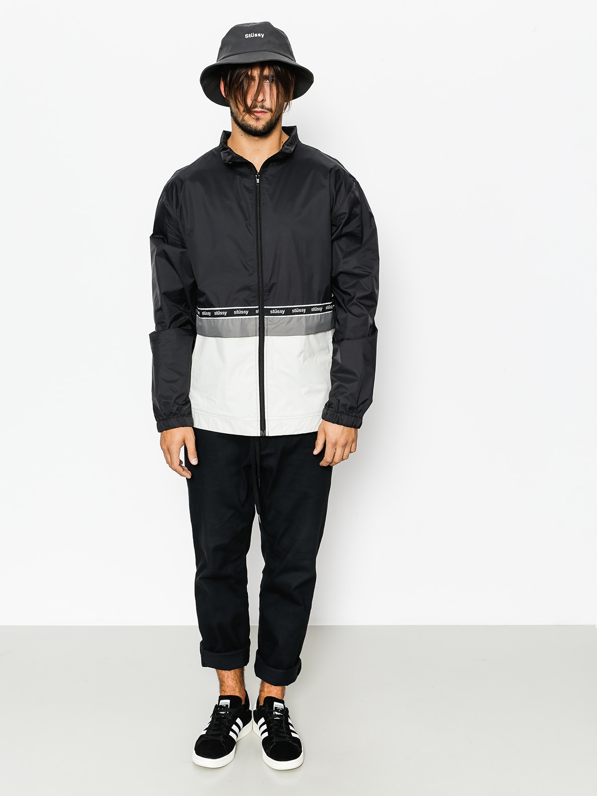 Stussy Jacket Nylon Warm Up Jacket - black (black)