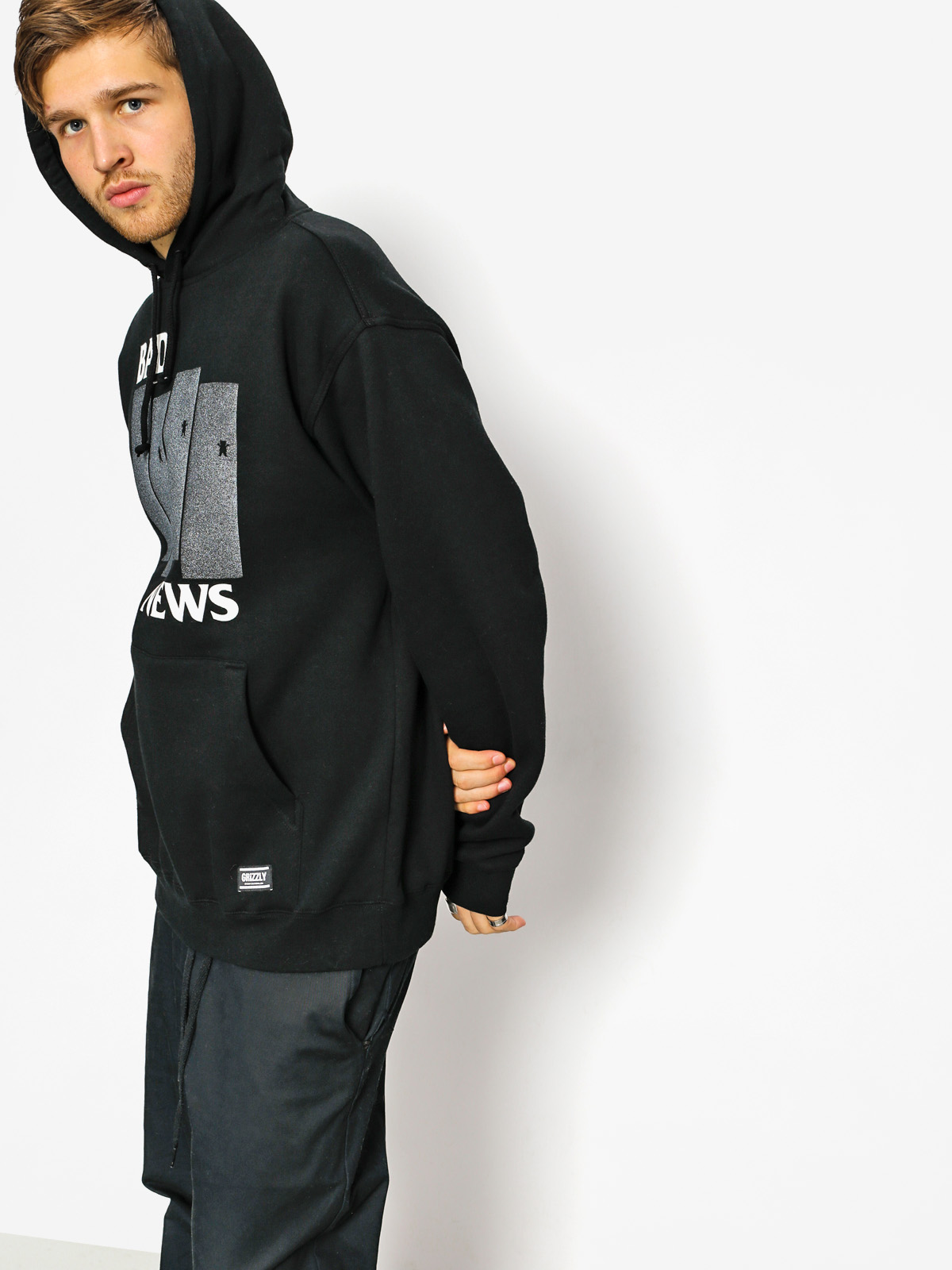 Grizzly Griptape Hoodie Bad Flag HD (black)