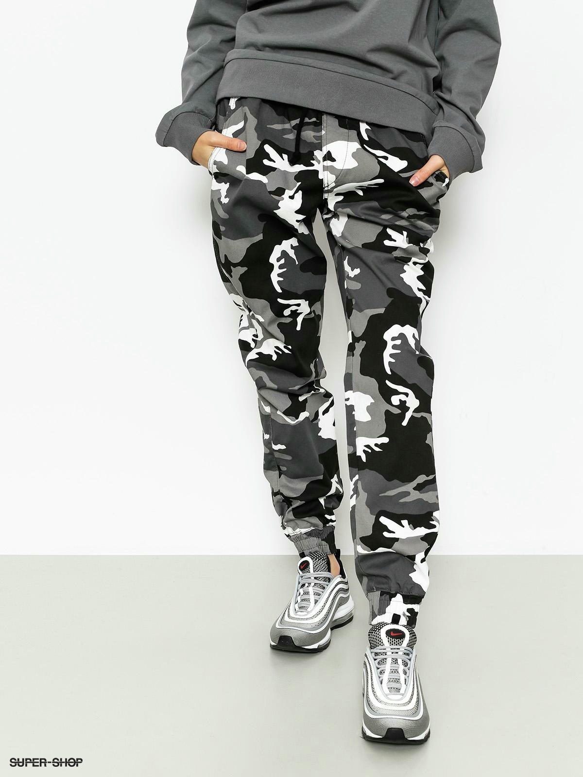 camo joggers black and white