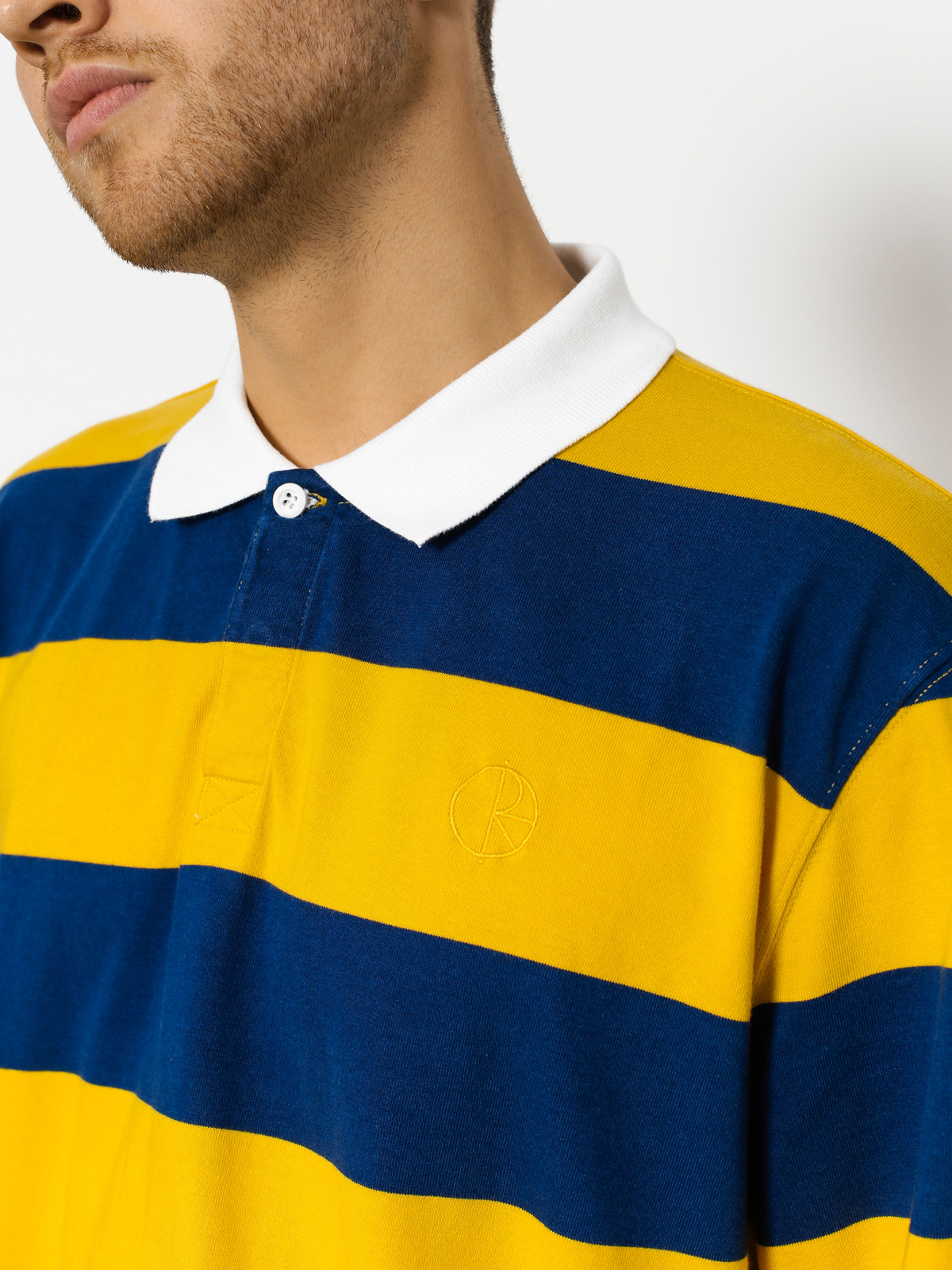 Polar Skate Polo t-shirt Block Stripe Ls (navy/yellow)